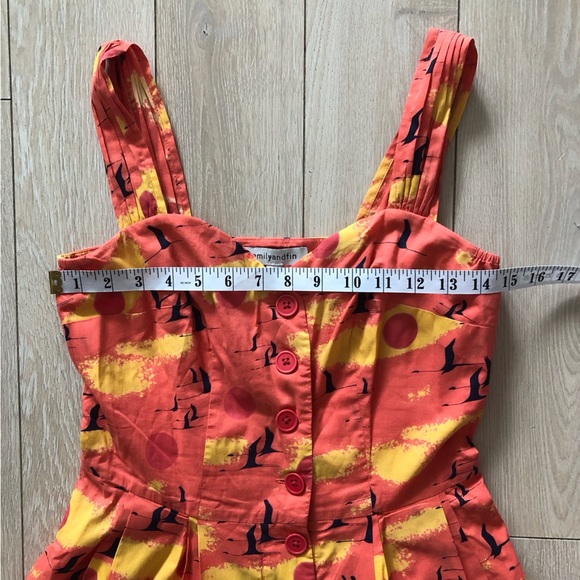 Emily and Fin Sweetheart Neckline Flare Dress in Orange Size S - Picture 2 of 12